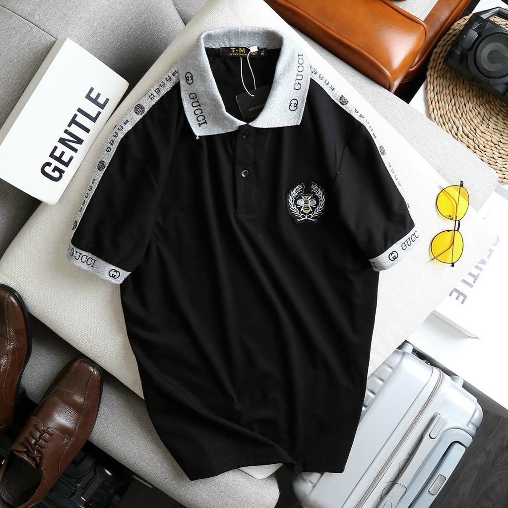 Áo Ngắn Tay Có Cổ , Áo POLO Nam Thêu logo Vương Miện chất liệu poly co giãn thấm hút mồ hôi.