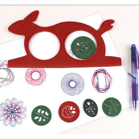 Bộ Thước Hình Thỏ Vẽ Họa Tiết Hoa Văn Sáng Tạo Spirograph Phát Triển Kỹ Năng