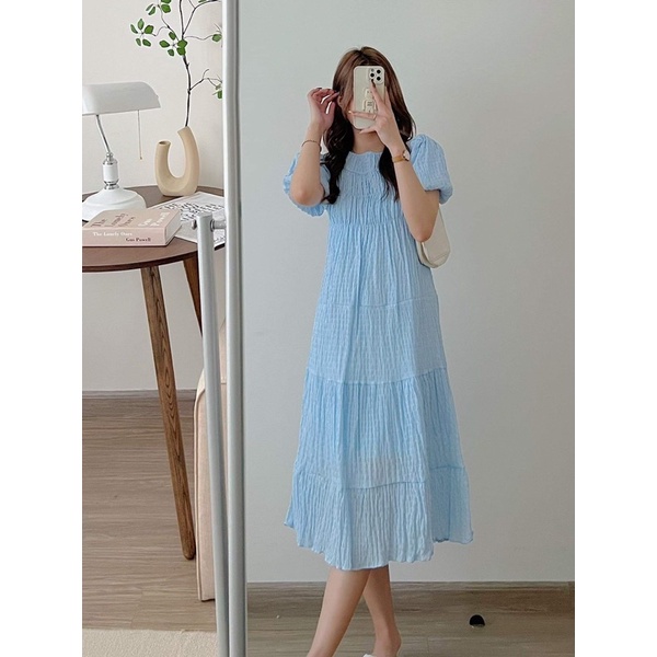 VÁY-ĐẤM XỐP NHĂN DẬP LY TAY BỔNG “VERLIS DRESS” SIÊU XINH/VÁY ĐI BIỀN MÙA HÈ