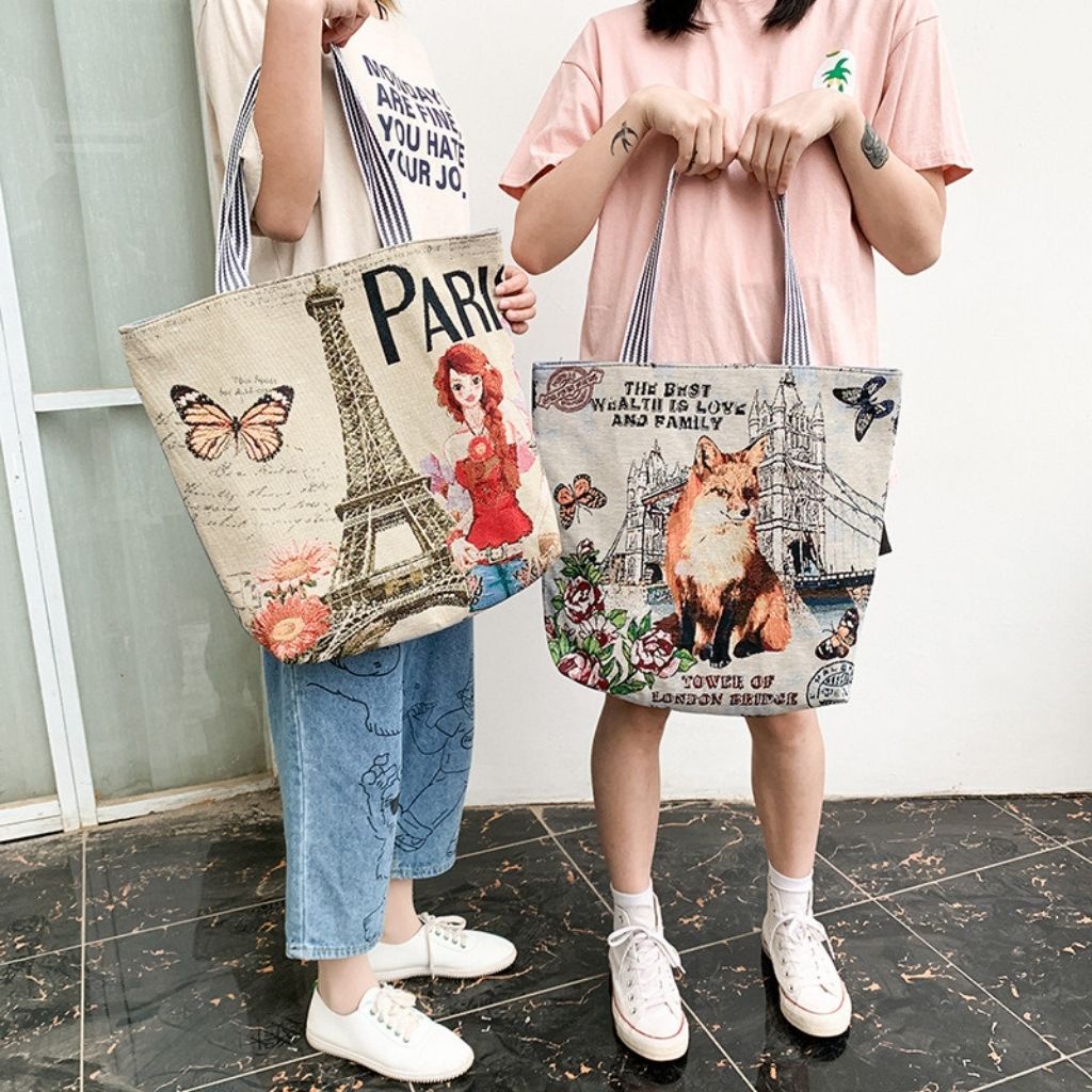 Túi tote vải canvas cute đựng đồ đi học mềm đẹp giá rẻ thời trang TX12