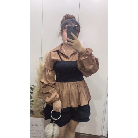 [Shop bigsize nữ] Áo peplum tay phồng bigsize 50-90kg có size