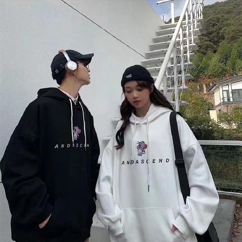 Áo Hoodie Tay Dài Dáng Rộng In Chữ Và Hoạt Hình Thời Trang Mùa Đông Nhật Bản Cho Nam Size M-8XL