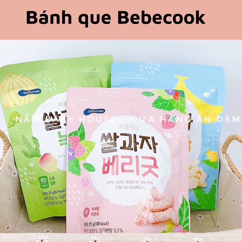 Bánh gạo BEBECOOK Hàn Quốc cho bé ăn dặm từ 7 tháng vị rau củ , vị trái cây siêu ngon