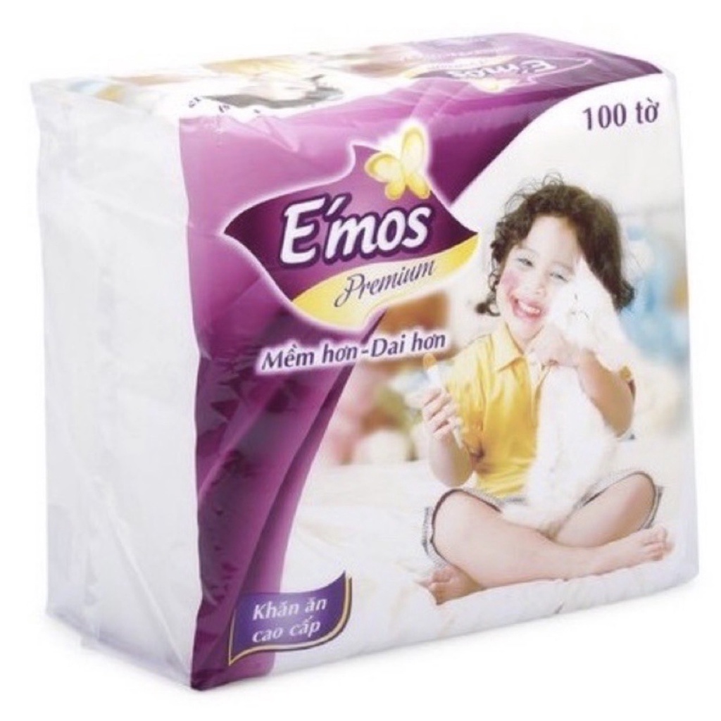 Khăn Giấy Vuông Emos Lớn Loại Tốt Giá Rẻ - Khăn Giấy Khô Lau Mặt, Thấm Dầu Mỡ Dùng  Cho Nhà Hàng Khách Sạn