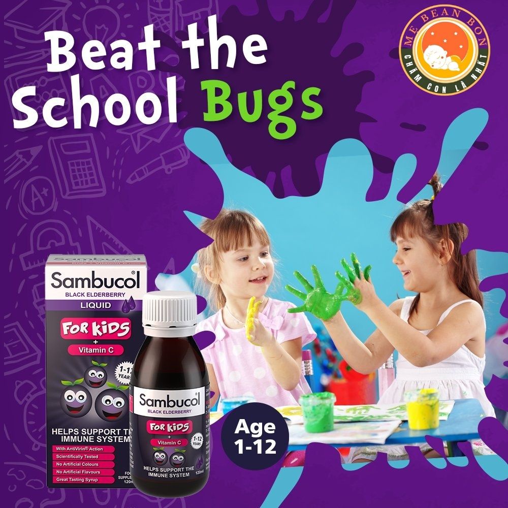 Siro Tăng Sức Đề Kháng Sambucol 120ml của Anh Cho Bé Trên 1 Tuổi giàu Vitamin C và kẽm giúp tăng đề kháng hiệu quả