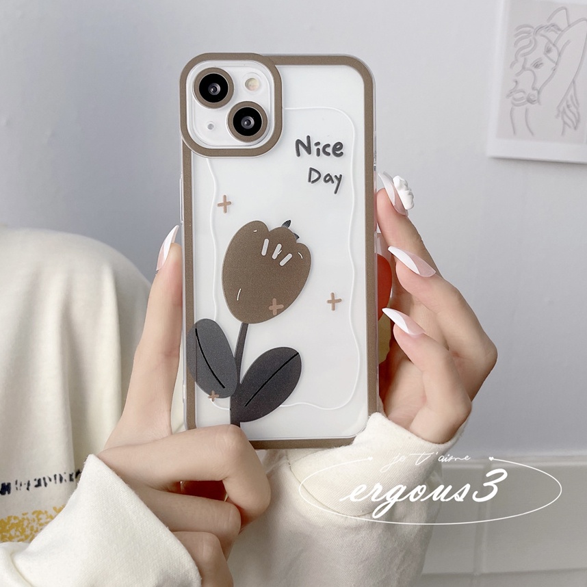 Ốp Điện Thoại Hình Hoa Tulip Cho iPhone 13 12 11 Pro Max X XR XS Max SE 2020 8 7 Plus