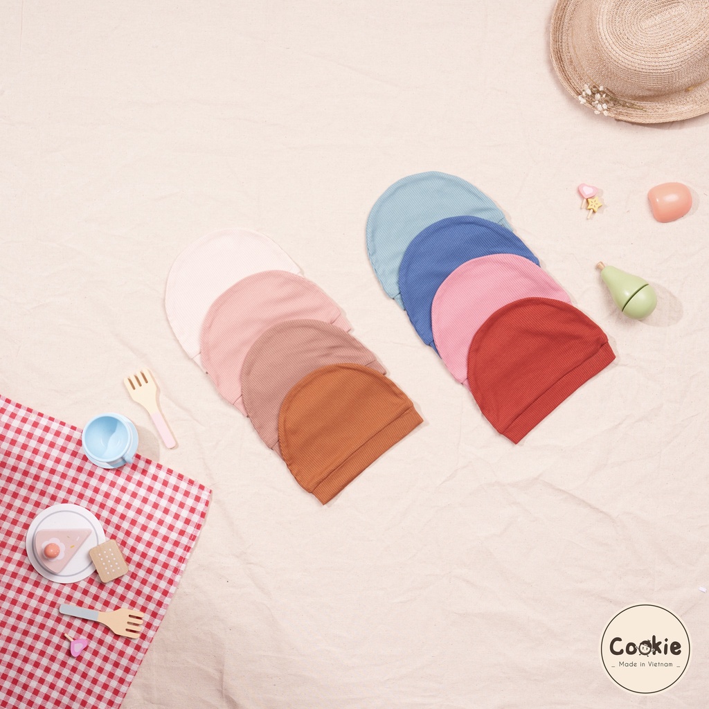 Cookie - Phụ kiện sơ sinh mũ, yếm, bao tay chân chất cotton tăm mềm mại cho bé
