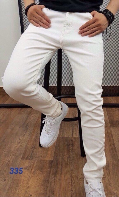 Quần jeans nam trắng trơn cao cấp