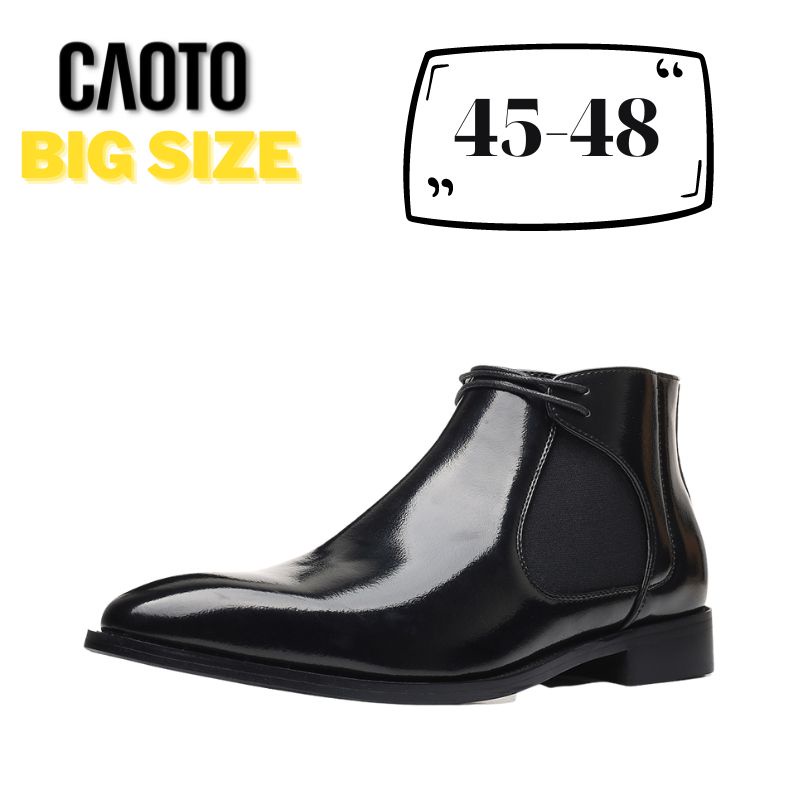 Giày Tây Chelsea Boot Đen Bóng Big Size - Giày Tây Nam Size Lớn 45 46 47 48 49