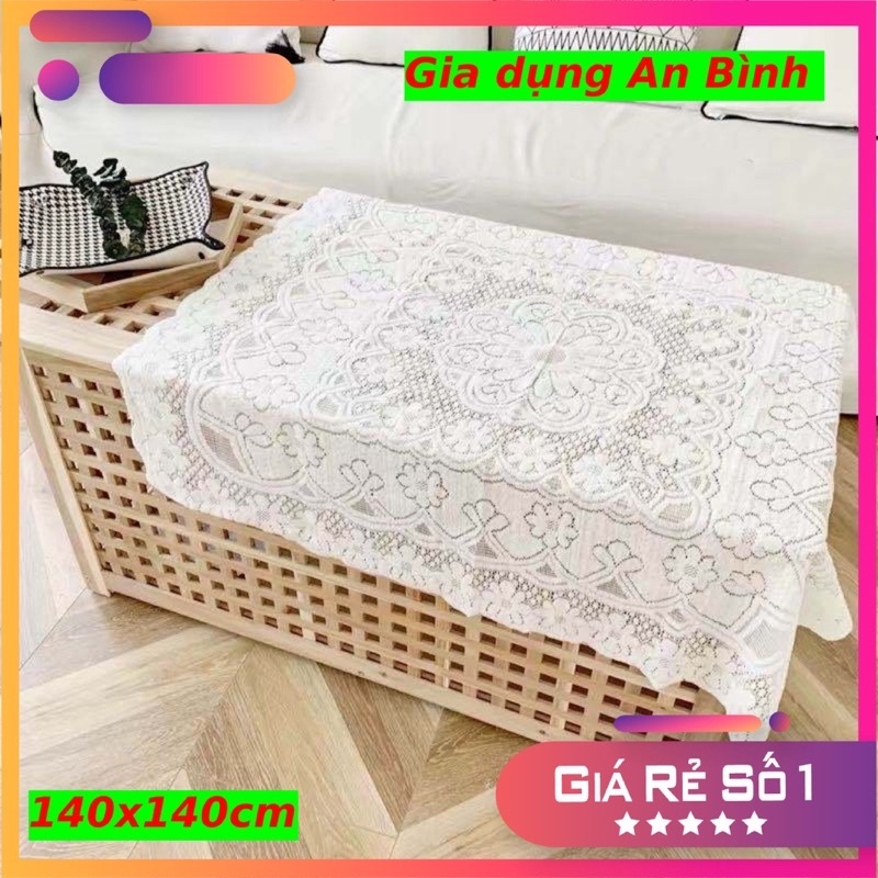 Khăn Trải Bàn Ren Hoa Trắng Kem Decor Vintage Cho Bàn Vuông, Tròn, Chữ Nhật Siêu Xinh
