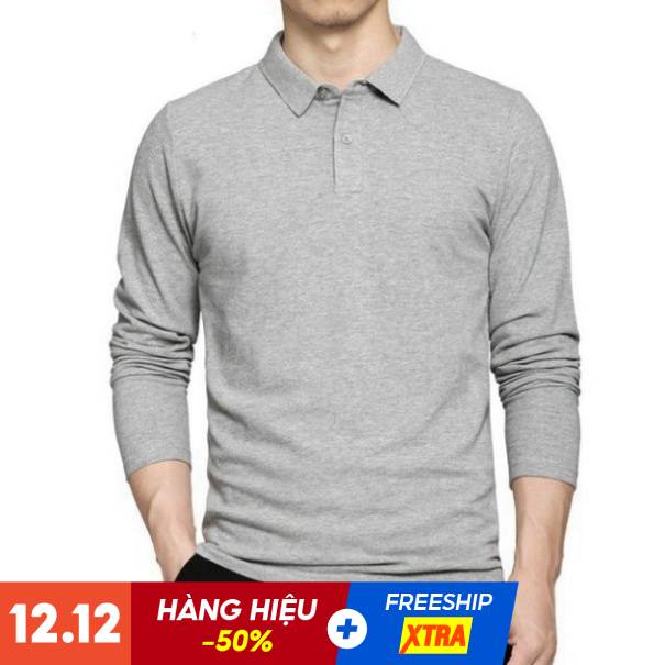 Áo Polo Nam Tay Dài Phong Cách Trẻ Trung Basic - Áo Thun Thu Đông Dài Tay Kiểu Dáng Đơn Giản Cao Cấp | BigBuy360 - bigbuy360.vn