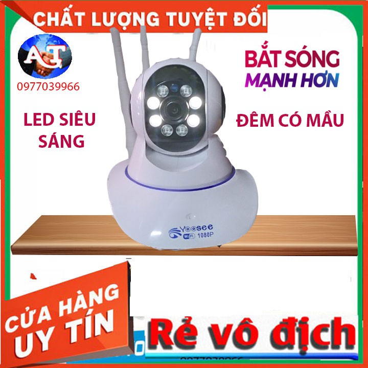 [ kèm thẻ 32gb 64gb] camera yoosee 3 râu 3.0 mới siêu nét ban đêm có mầu