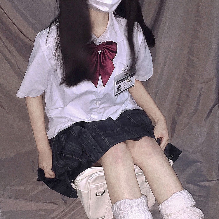 Áo sơ mi đồng phục jk dáng ngắn màu trắng phong cách đơn giản cho nữ sinh