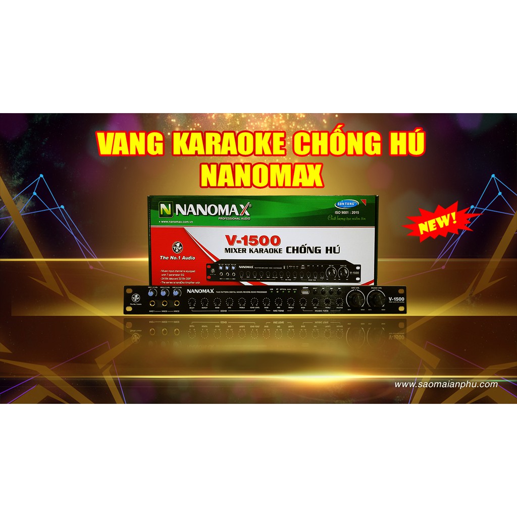 Vang chống hú, Mixer Bluetooth Karaoke Echo, Đầu lọc nâng tiếng Nanomax V-1500 có cổng quang