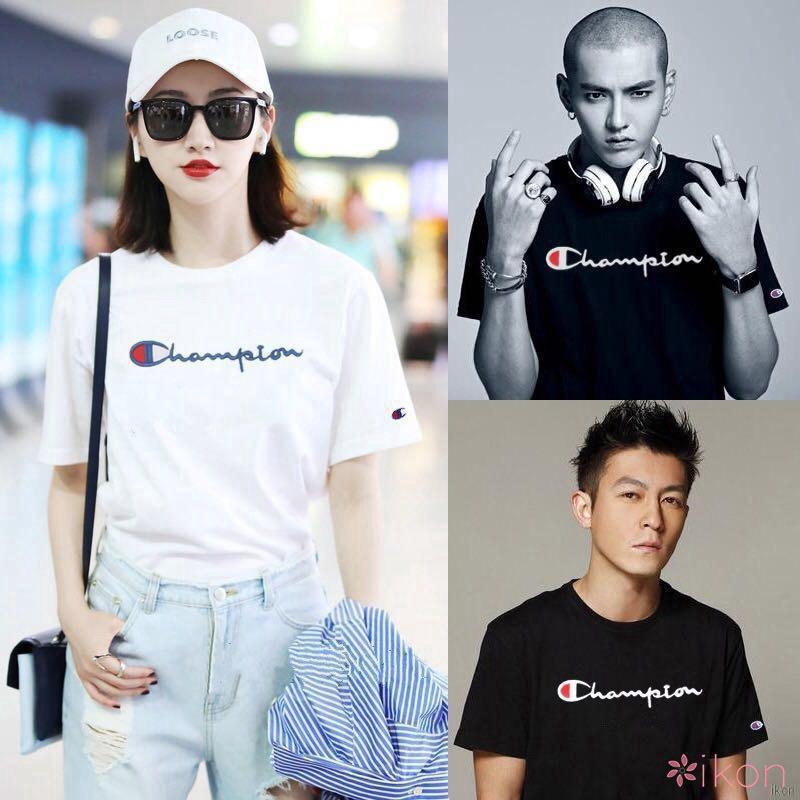 Japanese ins super Hot round neck couple T-shirts