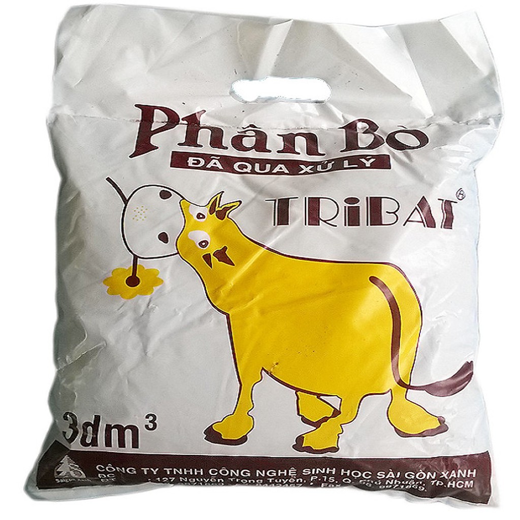 Phân bò đã qua xử lý không có mùi hôi - phân trồng rau trồng cây - phân sạch hữu cơ Tribat 3dm3