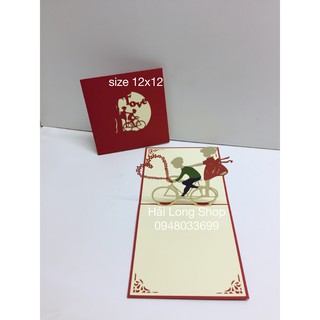Cặp Đôi 8 ( đi xe đạp ) - Love - Thiệp 3D
