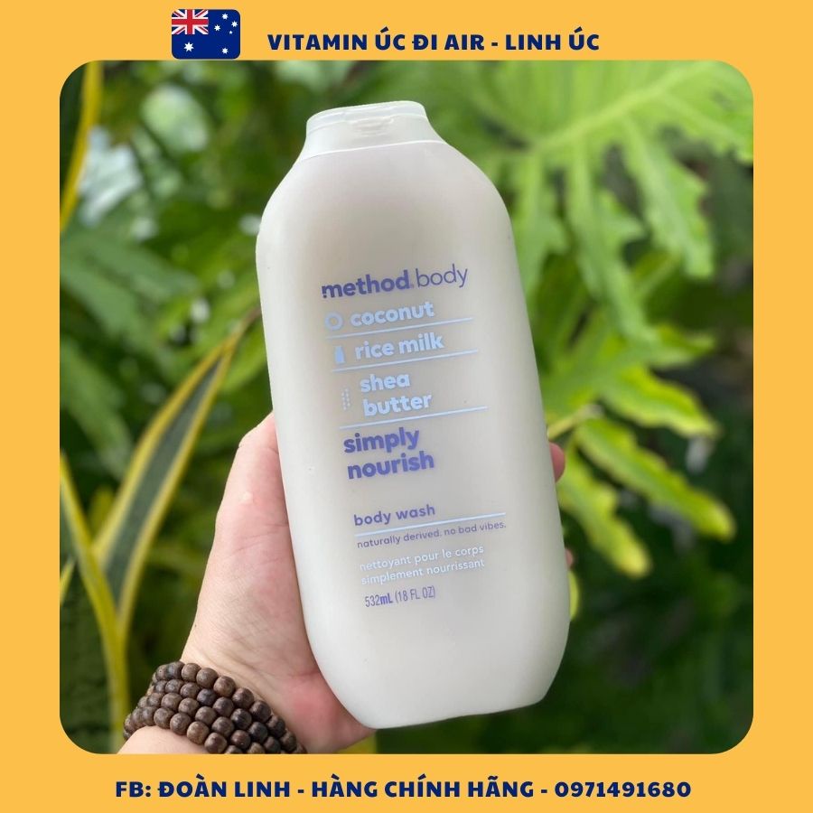 Sữa tắm Method Body Úc 532ml, Hàng Chuẩn Úc Đi Air