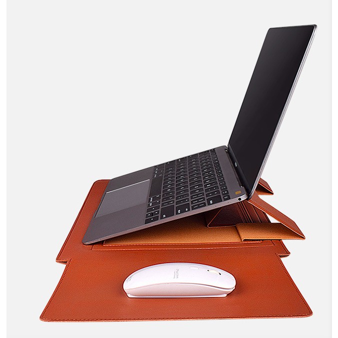 Túi đựng laptop kiêm giá đỡ laptop và bàn di chuột bằng da PU SWEETON