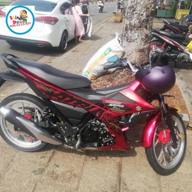Tem rời Satria dán xe đỏ tem 3 lớp ko bay màu bong tróc