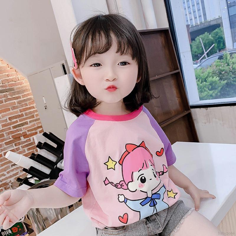 Áo Thun Tay Ngắn Họa Tiết Hoạt Hình Xinh Xắn Cho Bé Gái