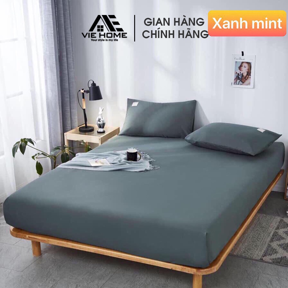 Bộ Ga Giường Vỏ Gối Cotton Tici VIE Home - Bedding đủ kích thước ra trải nệm 1m2, 1m4, 1m6, 1m8, 2m trơn màu