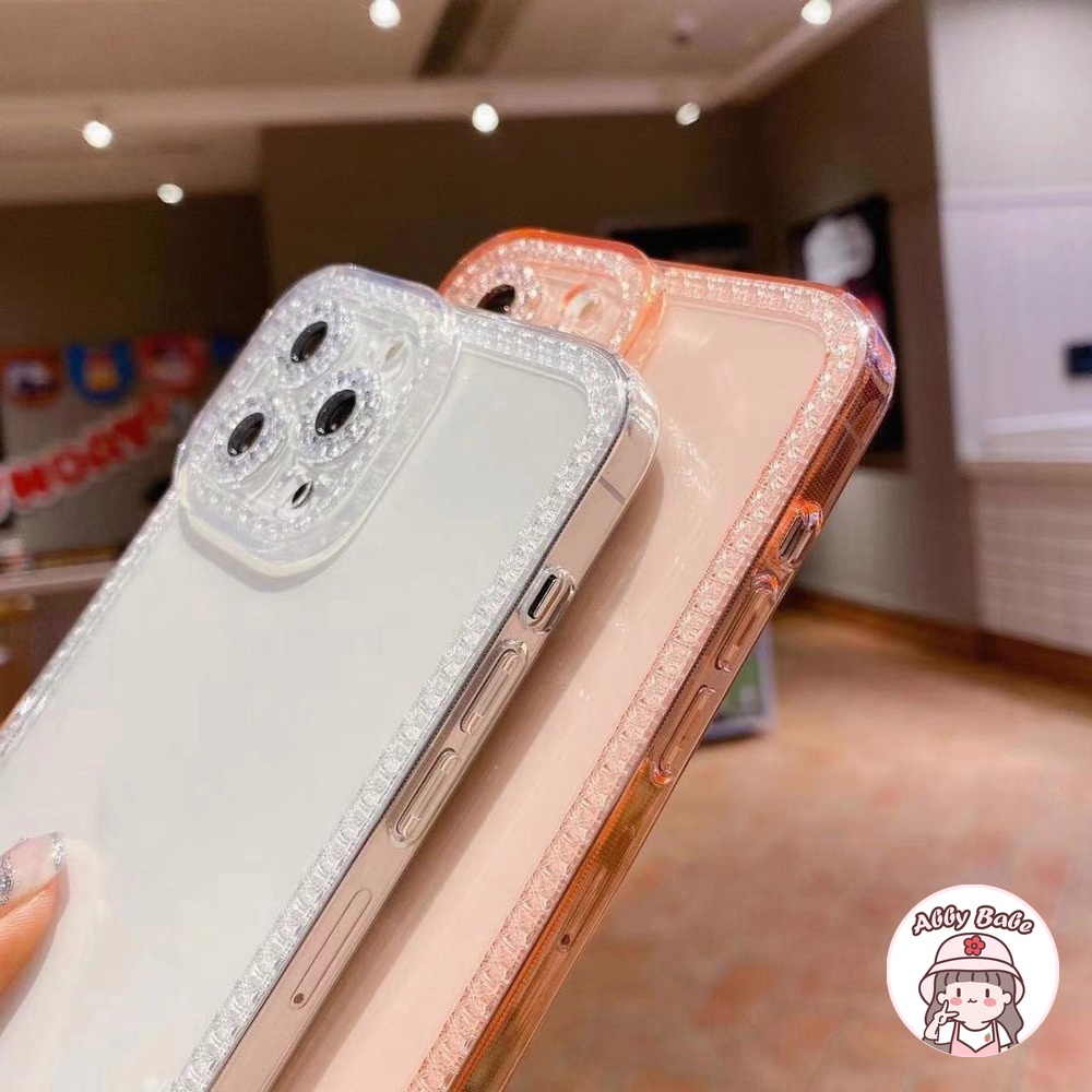 Ốp Điện Thoại TPU Mềm Trong Suốt Chống Sốc Đính Đá Sang Trọng Bảo Vệ Lens Cho IP 13 12 11 Pro Max XR 8 7 Plus