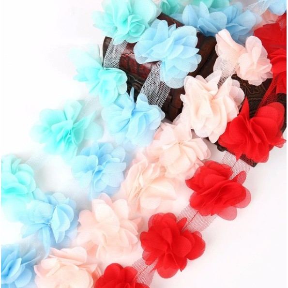 Dải ren hoa 1 Yard trang trí tóc cho cô dâu