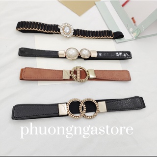 Dây lưng nữ bản nhỏ, da mềm, móc cài, dạng chun thắt eo