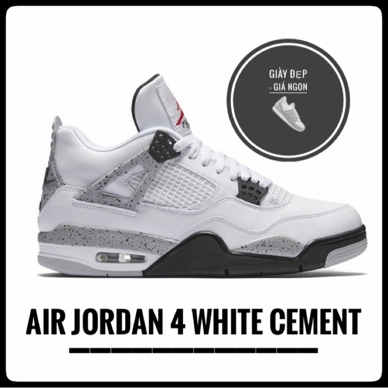 (Shop Giày Đẹp Giá Ngon) Giày Jordan 4 Retro trắng + full box bill