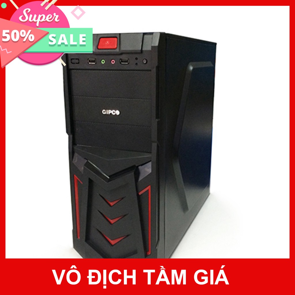 Vỏ case máy tính GIPCO GIP3986GAB - Vật liệu làm từ thép không gỉ - Chống giật - Bảo hành 12 tháng - Chính hãng
