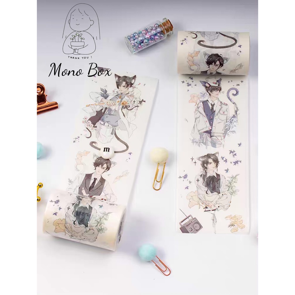 [Chiết] Washi tape nhân vật chàng trai tai mèo Mono_box 01103