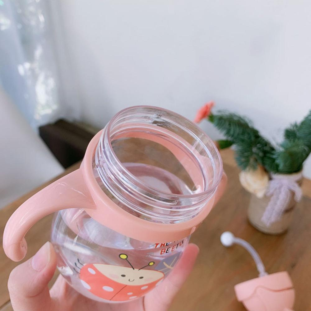 Bình Nước AUGUSTINA 350ml Có Tay Cầm Và Ống Hút Họa Tiết Hoạt Hình Cho Bé