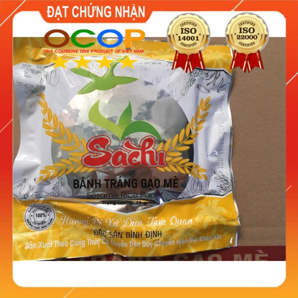 Thùng bánh tráng gạo mè nướng sẵn Sachi 50 gói*75gr