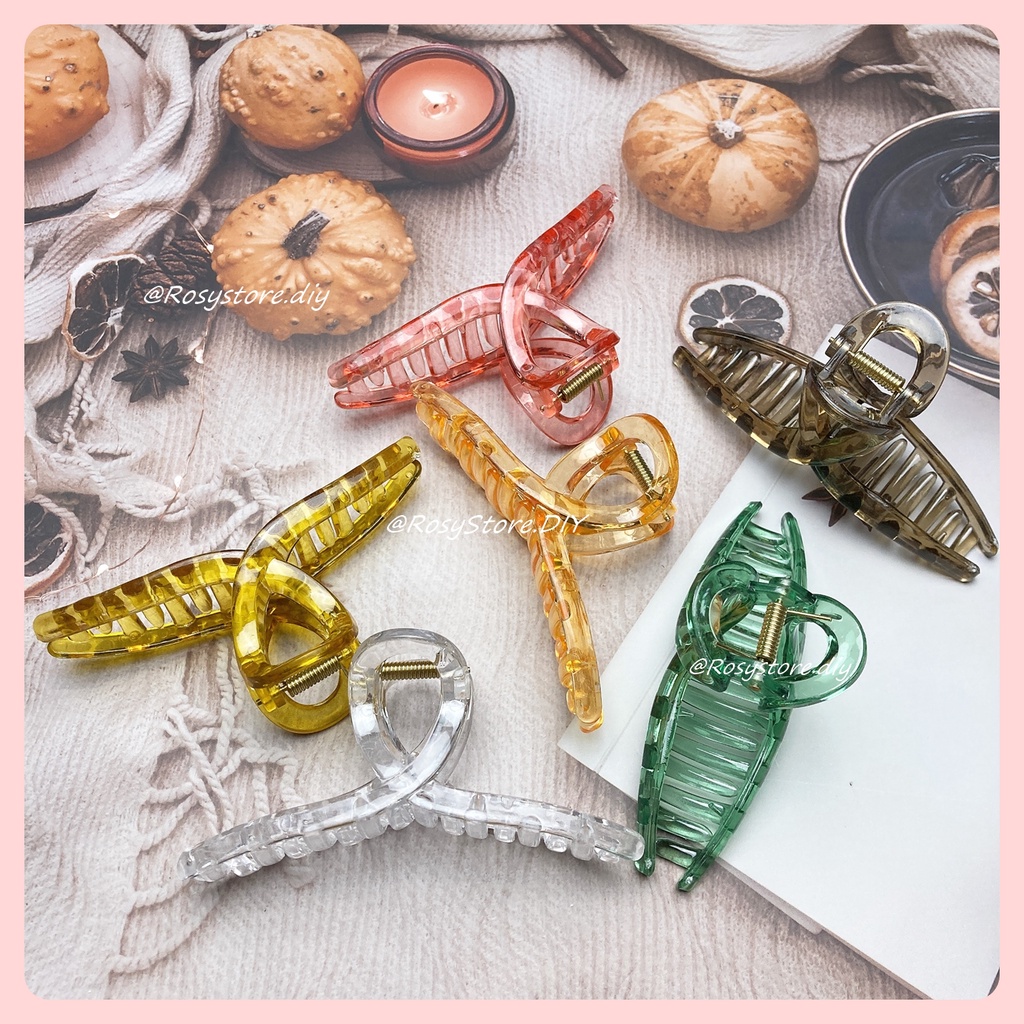 KẸP GẮP TÓC CHÉO NHỰA TRONG SUỐT CỠ LỚN- KẸP CÀNG CUA THỜI TRANG NỮ HÀN QUỐC