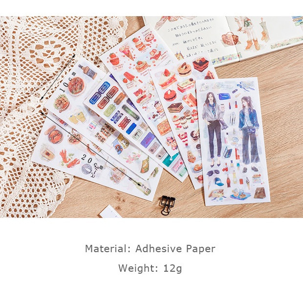 Set 3 miếng dán hình hoa lá hoạt hình trang trí sổ tay DIY