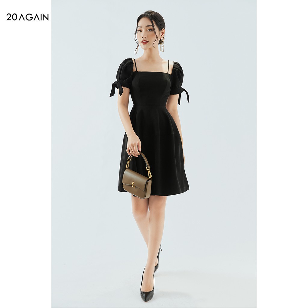 Váy xòe tay bồng 20AGAIN, thiết kế cổ vuông trẻ trung, chất liệu cao cấp DEA1685 | BigBuy360 - bigbuy360.vn