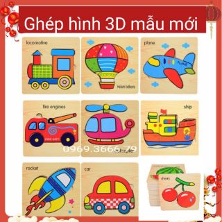 Đồ chơi xếp hình 🍒Freeship🍒 Xếp hình 3D đơn giản chủ đề động vật, trái cây, phương tiện giao thông cho bé trai, bé gái