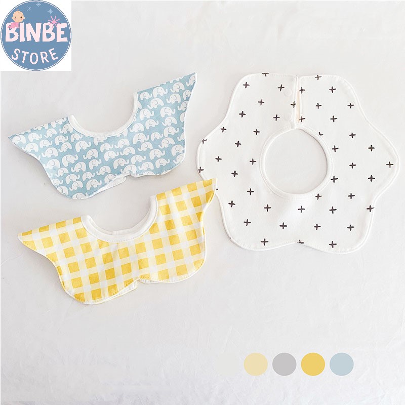 Yếm dãi, Set 3 yếm ăn cho bé chất liệu cotton phong cách Hàn Quốc