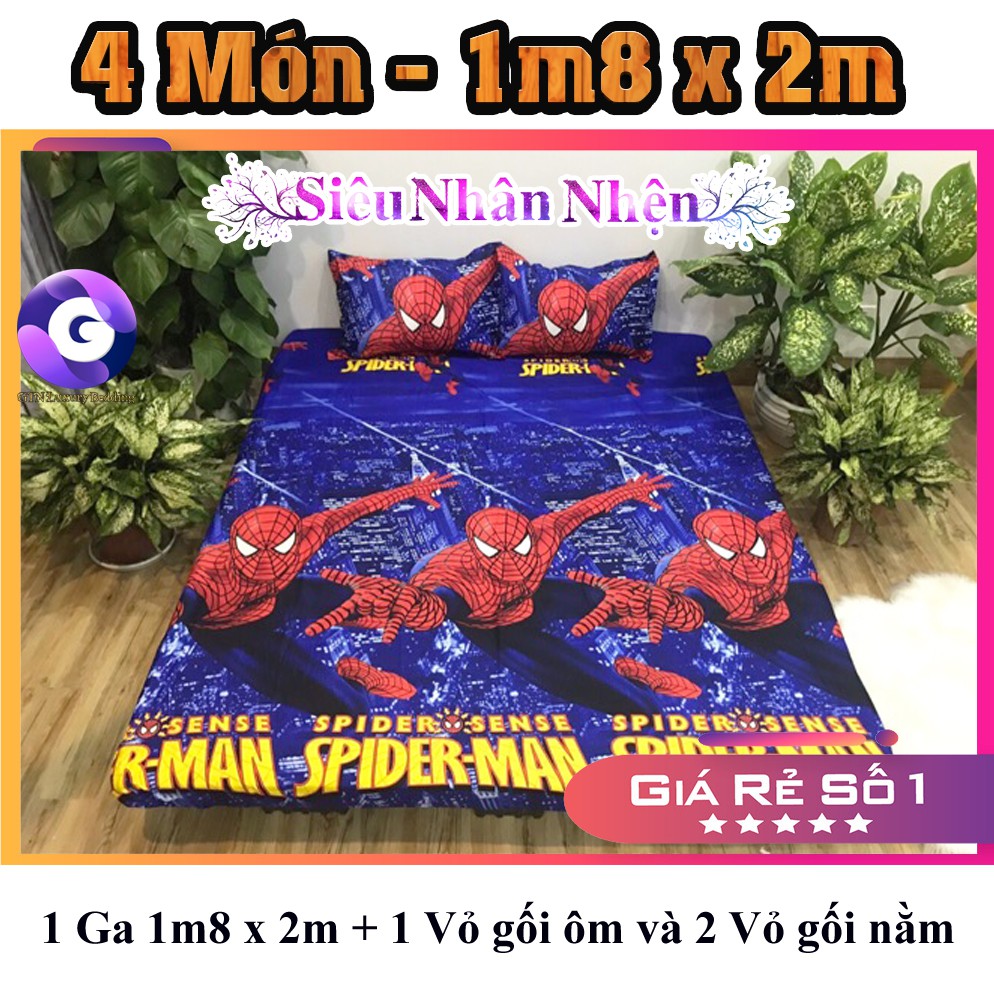 Combo 4 Món Người Nhện Ga và Vỏ gối - 1m8x2m