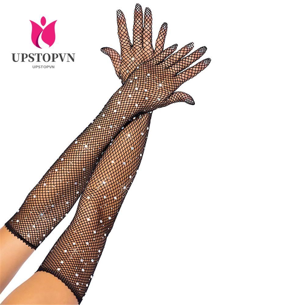 UPSTOP Găng Tay Lưới Co Giãn Đính Đá Lấp Lánh Cho Nữ