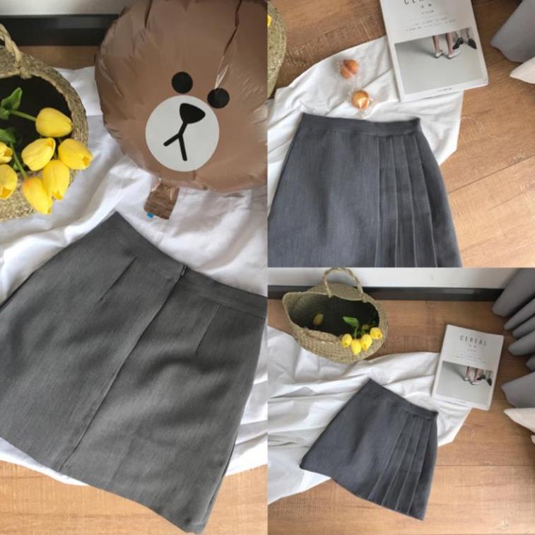 Yena Chân Váy Chữ A Xếp Ly Màu Xám Phong Cách Ulzzang Hàn Quốc Cho Nữ | BigBuy360 - bigbuy360.vn