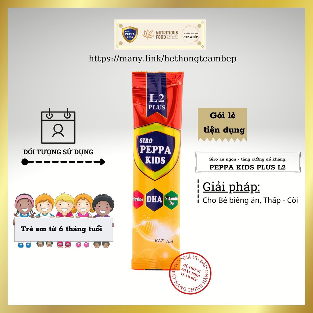 Siro ăn ngon Peppa Kids Plus L2 - Giải pháp biếng ăn cho Bé - Tăng cường đề kháng, bổ sung Vitamin cho bé - Mã: BEP002