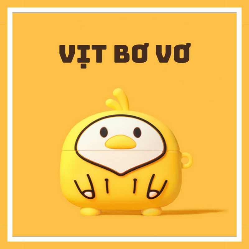 Vỏ bảo vệ tai nghe bluetooth Airpods bằng Sillicone dẻo, ốp Case cute, Airpods 2/pro- VỊT BƠ VƠ