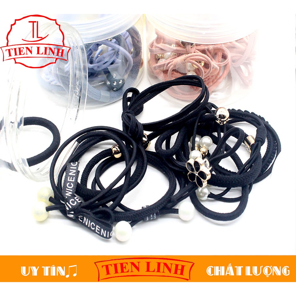 Bộ 12 thun cột tóc Hàn Quốc dễ thương (Đen)