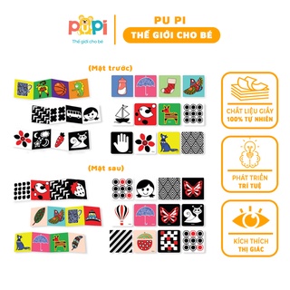 Thẻ kích thích thị giác Montessori, đồ chơi cho trẻ sơ sinh phát triển toàn diện dạng đứng ZIG ZAC và FLASHCARDS