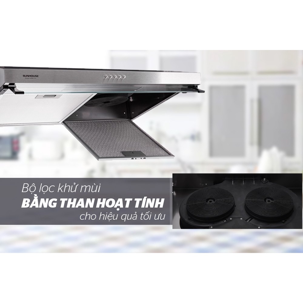 Máy hút mùi vỏ inox Sunhouse SHB6118I