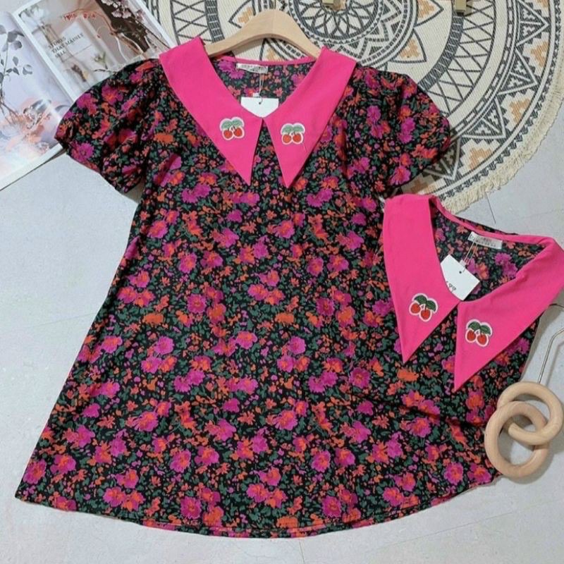 VÁY HOA NHÍ CỔ THÊU CHERRY | BigBuy360 - bigbuy360.vn