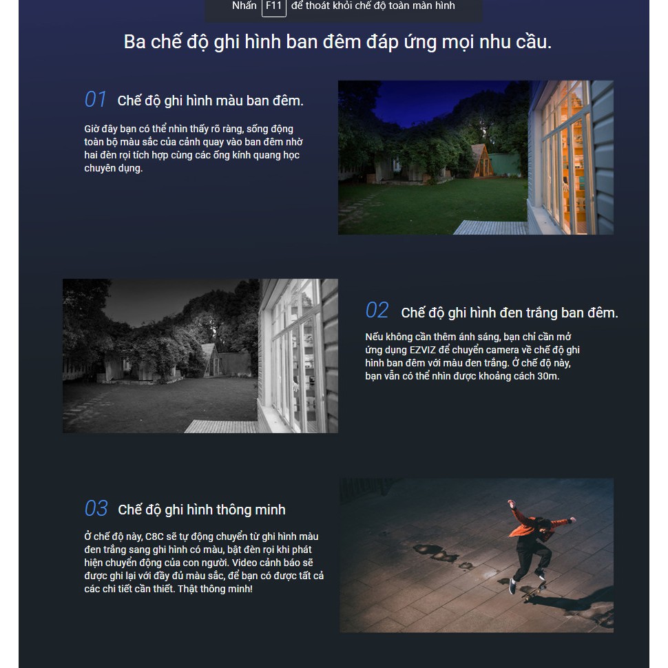 Camera ngoài trời wifi EZVIZ C8C Full HD 1080P xoay 360 độ Tích hợp AI -Có màu ban đêm | BigBuy360 - bigbuy360.vn