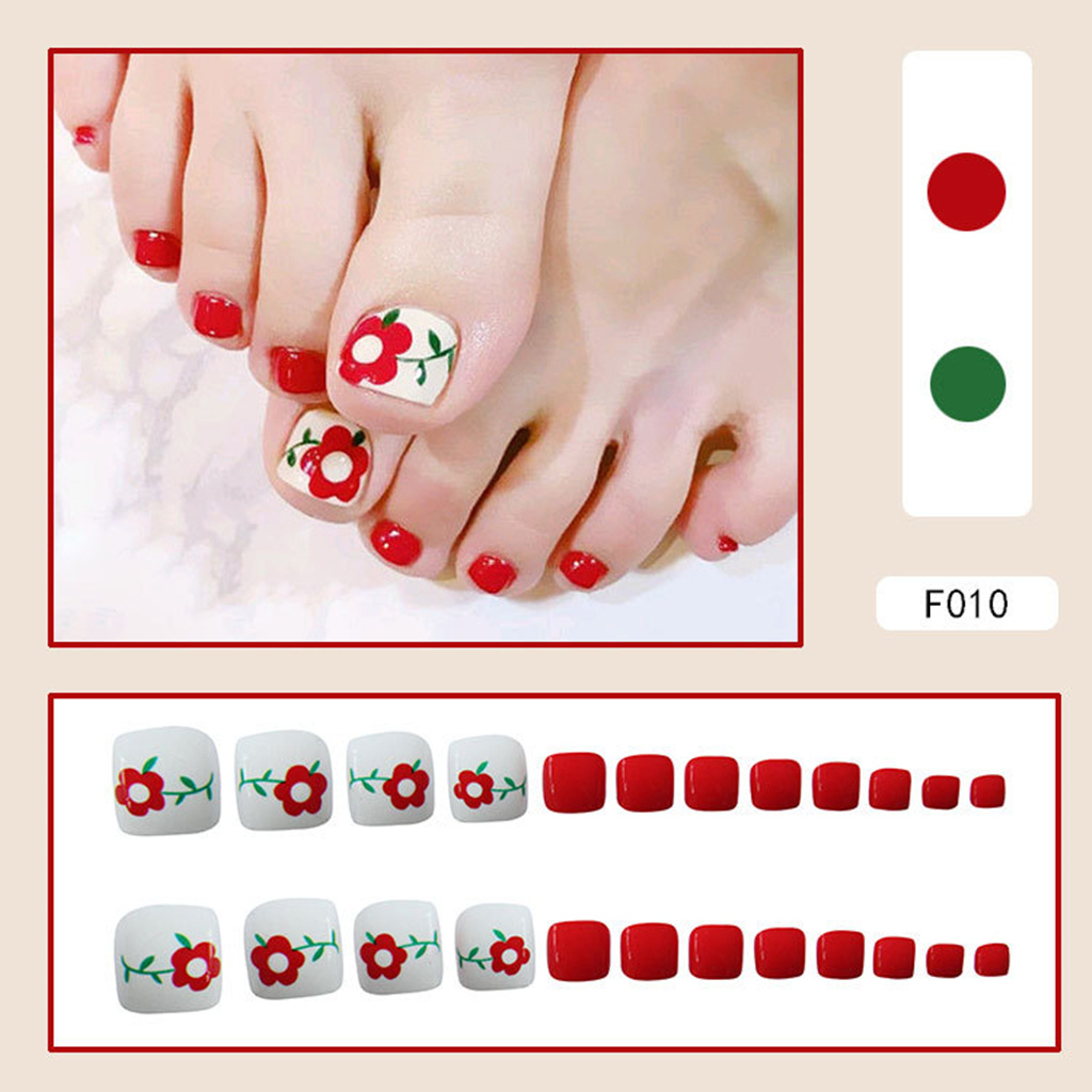 [Hàng mới về] Set 24 Móng Chân Giả Kèm Keo Dán Chuyên Dụng Làm Đẹp Cho Nữ